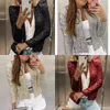 Women's Jackets Womens Long Sleeve Party Casual Cropped Coat Solid Color Sparkly Sequins Open Front Stand Collar Short Outwear