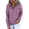 Dameshoodies Womens Casual Pullover Top Trekkoord Button Up Lange mouw Loose Fit Solid Sweatshirts Herfstkleding met dropship