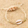 1pc moda concha grânulo pulseiras boho vintage cowrie cor de ouro concha artesanal ajustável pulseira praia jóias para women2194