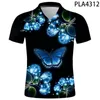 Męskie polo polo homme motyl moda streetwear męskie koszule swobodne hombres harajuku cool 3D nadrukowana koszula z krótkim rękawem ropa