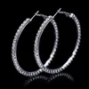 Hoop & Huggie Fashion Ladies 50mm Bridal Silver Color Crystal Diamante Rhinestone Round Earrings For Women Wedding Prom Accessorie2669