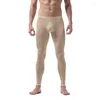 Costume sous-vêtement thermique pour hommes, Sexy, Ultra-fin, Long, en soie, translucide, pyjama de salon, collants, sous-vêtements, Leggings, ensembles