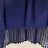 2023 Autumn Blue Floral Spets Two Piece Dress Set 4/5 långärmad lapelhals Single-breasted Top med veckad panelerad mittkalvklänning Set Two Piece Suits B3S201409
