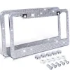 BLING CRYSTAL LICERSPLATE FRAME Kvinnor Lyxig handgjorda strass bilramplatta med tändningsknapp passar USA och Canad326n