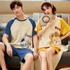 Nachtkleding voor heren Koreaanse mode-nachtkleding voor koppels 2023 Zomer Zacht katoen Dames Pijama-set Loungewear Slaaptop Shorts 2 stuks/set