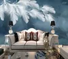 Bakgrundsbilder CJSIR Custom Papel de Parede 3D Mural Wallpaper Nordic White Feather Wall Paper Living Room TV Bedroom Fresco Home
