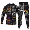 Erkeklerin Trailtsits Holloween Erkekler Punk Style Trailsuit Blood Kabak Lambası Kedi Yarasa Parodi Giysileri Takım Unisex Hoodies Long Pantolon 2 PCS SET SET S-6XL 230920