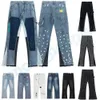 2023 Mens Designers FLARED JEANS HIP HOP SPLICED DISTRESSED RIPD Slim Fit Denim Trousers Mans Streetwear Washed Pants Size S-XLH1SF