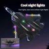 航空機Modle RC Plane Su57 2 4G LED Lights Remote Control Flying Model Glider EPP Foam Toys Airplane for Children Gifts L230920