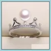 إعدادات المجوهرات DIY 925 Sier Pearl Ring Rings Plated Rings 35 أنماط قابلة للتعديل حجم هدية عيد الميلاد تسليم Dhgarden OTVJU