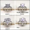 Smyckesinställningar Pearl Rings Zircon Justerbar S925 Sier Ring för kvinnor som monterar tomma DIY -modetillbehör Gift Drop Deli Dhgarden Otvoc