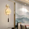 Duvar lambası yatak odası başucu bakır Çin oturma odası ampul yaratıcı led modern minimalist merdiven koridor