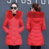 Women's Down Parkas Fdfklak Korean Fashion Slim Thin Down Cotton Jacket All-Match Mid-Length Cotton Women Top Big Fur Collar Female Coat Winter 230919