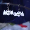 Boucles d'oreilles pendantes cloche fantôme, bijoux d'halloween, noir et blanc, mode Unique, cadeau pour femmes, chauve-souris amusant, nouveauté 2023