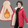 Women's Down 2023 Factory Direct Autumn Winter Middle-aged Lady Hooded Jacket Women Slim Plus Cashmere Warm Coat Size Casual Wam