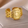 Hochzeit Ringe Edelstahl Initiale Für Frauen Männer Gold Farbe Offenen Breiten Brief Ring Weiblich Männlich Finger Schmuck 2023 Trend 230920