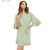 Women's Sleep Lounge Chiffon Bridesmaid Bridal Wedding Party Robe Plus Size Ruffle Robe E8000 L230920