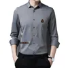 2023 summer men's long-sleeved shirt business dress ice silk cool non-ironing half-sleeved shirt thin and advanced