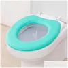 Couvre-siège de toilette Ers Autocollant lavable Mousse Er imperméable Sile Four Seasons Soft Salle de bain Closestool Tapis Coussin Coussin O-Shape Drop D Dhidw