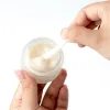 Frasco de vidro fosco para cuidados com a pele, frasco recarregável para creme para os olhos, recipiente cosmético com tampas de grãos de madeira de plástico zz