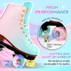 Inline Roller Skates LIKU Quad Roller Skates for Girl and Women with All Wheel Light Up IndoorOutdoor Lace-Up Fun Illuminating Roller Skate for Kid 230919