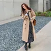 Women's Trench Coats Streetwear Loose Coat Midi Length Fashion Korean Elegant Khaki Black Windbreaker Casual Double Breasted Tops 230920