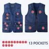 Men's Vests Denim Vest Jacket Dark Blue Black Sleeveless Truck Driver Cyclist Multipocket Zipper 230919