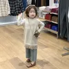 Ensembles de vêtements style coréen vêtements pour enfants printemps et automne filles à la mode tricoté gilet dentelle bas chemise jean ensemble 230919