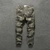 Pantalons pour hommes hiver épaissir décontracté cargo avec doublure en polaire rétro camouflage couleur salopette chaude mode vêtements de rue