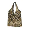 Shoppingväskor anpassade orm hudtryck kvinnor bärbar stor kapacitet livsmedels Snakeskin textur tote shopper