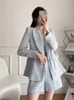Kombinezony damskie Blazers Cinvik Women Office Sets Blazer Woman Dwuczęściowe wypoczynek podwójne garnitur noszenia kobiecego zestawu 230920