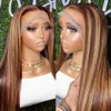 Brazylijska Podróż Brązowa prosta koronkowa peruka przednia ludzkie włosy dla kobiet Zamknięcie wstępnie wyrzucone miodowe blond tanie peruki