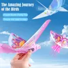 Elektriska RC Animals Outdoor Space Bird Flying Toys Helicopter LED Lysande elektrisk kast Cirklande barn USB -examen hand 360 mini 230920