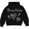 Hoodies das mulheres moletom preto amor espuma impressão y2k roupas femininas casal tops moletom harajuku goth streetwear grunge roupas oversized hoodie 230920