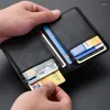 Wallets 2023 Multifunctional Leather Wallet Men's Fashion Soft Thin ID Card Holder Slim Small Business
