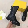 2023-strap moto biker flats half Ankle boots mid-calf black leather side zipper rounded toe tall Boot for women luxury designer shoes factory footwear