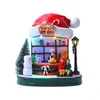 Decorações de Natal Decoração de Natal Casa de Música Luminosa Vila de Natal Café Casa Janela Árvore Decoração de Casa Presente Artesanato em Resina 16x12x17 cm 230920