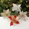 Flores decorativas 1pc glitter artificial natal decoração da árvore de natal falso ano festa de casamento casa ornamentos decoração artesanato