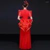 Roupas étnicas Terno Chinês Tambor Traje Clássico Dança Desempenho Feminino Moderno Cheongsam Fan Wear