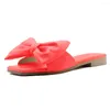 Pantoufles dames Bow été décontracté à semelles épaisses confortables antidérapantes couleur unie sandales de plage et