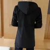 Herrgravrockar Men's Fashion Warm Hoodie Jacket 2023 Winter Mentrench Coat Plus sammet förtjockning Slim Fit ullöverrock Trench Coat J230920