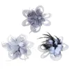 Pinces à cheveux accessoires mode Sexy femmes maille fascinateur Cocktail thé fête chapeau mariage église pince avec plume fleur