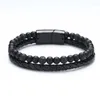 Bracelet 2023 Vente de perles en cuir de pierre d'agate naturelle, bracelet multicouche tissé à la mode exquis