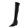 Boots Luxury Women Cow Leather Metal Toe Western Overtheknee Sexy Female y High Heels Zip Thigh De Mujer 230920