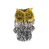 Vintage Rhinestone Bird Brooches Antique Silver Tassels Owl Brooch For Women Pin Party Casual Brooch Gifts