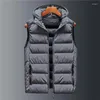 Gilets pour hommes 117kg 10XL Chapeau Détachable Gilet d'hiver Gilet en coton en coton sans manches Veste Automne Vêtements d'extérieur Plus Taille Manteaux 805