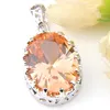 LuckyShine Regalo Madre 925 Sterling Silver Ovale Champagne Morganite Pendenti con gemme e perle Collane Americane Australia Vacanze Gioielli267A