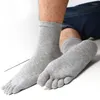 Chaussettes en coton pour hommes, 10 pièces, confortables à cinq doigts, bout d'affaires, sport, équipe de course, respirantes, déodorantes