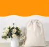 Depolama torbaları süblimasyon pamuk keten çizim dekoru yeniden kullanılabilir muslin poşet çantası boşluklar diy sırt çantaları parti düğün ev sn4550