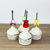 CHICCHIC 24 pezzi un set chitarra colorata 4 forme toppers cupcake decorazione per torta con stuzzicadenti306C